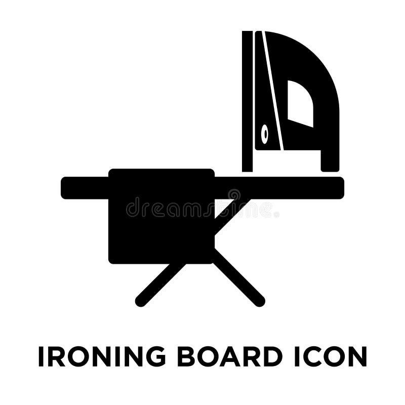 Vectorul pictogramei mesei de călcat izolat pe pictograma siglei de fundal alb. Vectorul pictogramei mesei de călcat, izolat pe conceptul siglei de fond alb al panoului de călcat pe un simbol negru umplut cu fond transparent