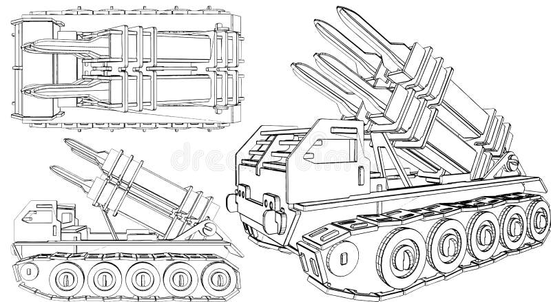 Vectorul principal al unui lansator de rachete. ilustrare izolată pe fond alb. stock illustration