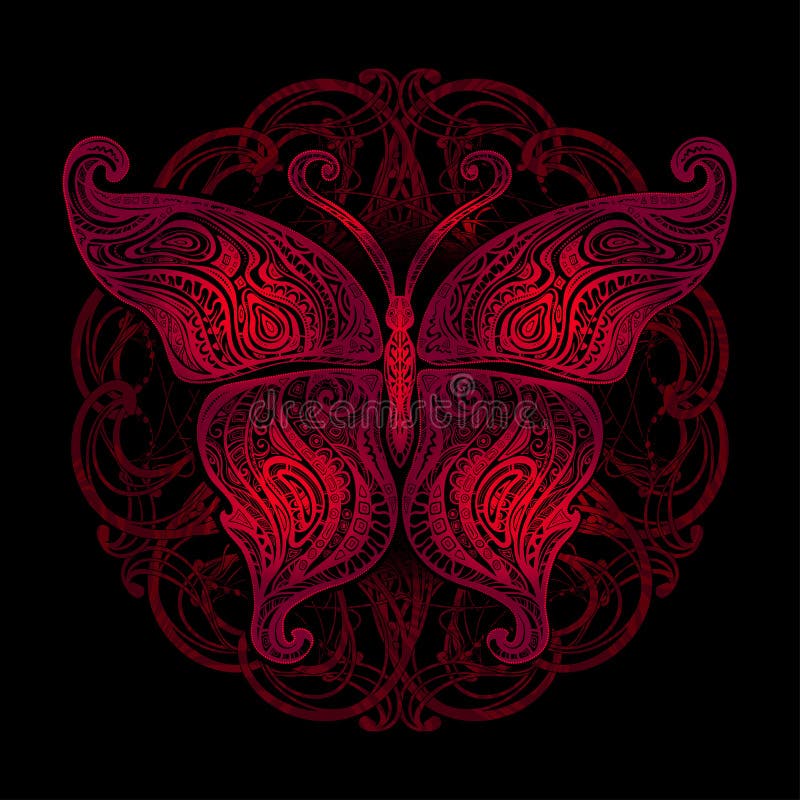 Vectorvlindertatoegering stock illustratie Vectorvlindertatoegering stock illustratie