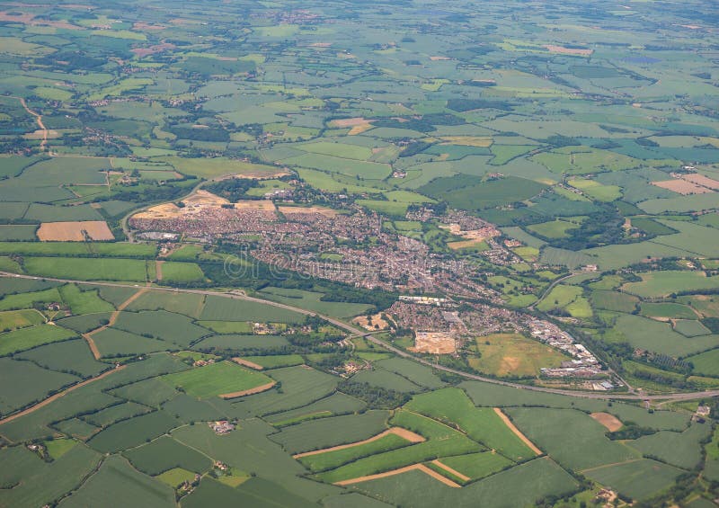 Vedere aeriană a orașului Dunmow, Regatul Unit royalty free stock photography