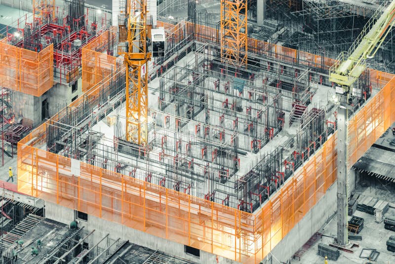 Vedere de sus a unei clădiri în construcție. proiecte de dezvoltare industrială în domeniul construcțiilor civile royalty free stock photos