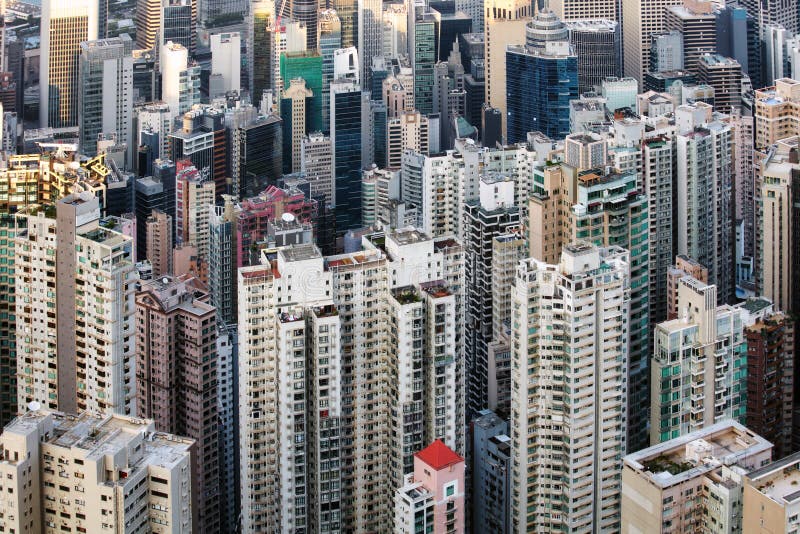 Vedere detaliată a clădirilor rezidențiale din Hong Kong stock image