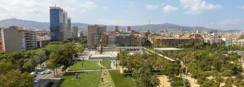 Vedere panoramică a arhitecturii de la Barcelona stock photography