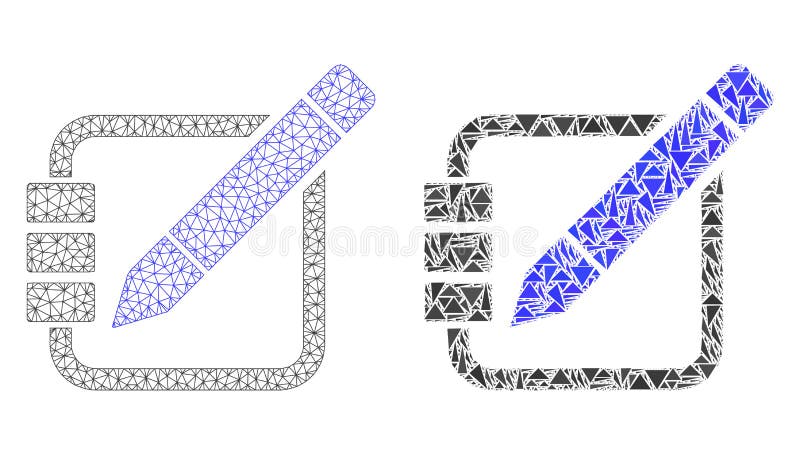 Veelhoekig Draadkader Mesh Edit Records en Mozaïekpictogram vector illustratie Veelhoekig Draadkader Mesh Edit Records en Mozaïekpictogram vector illustratie