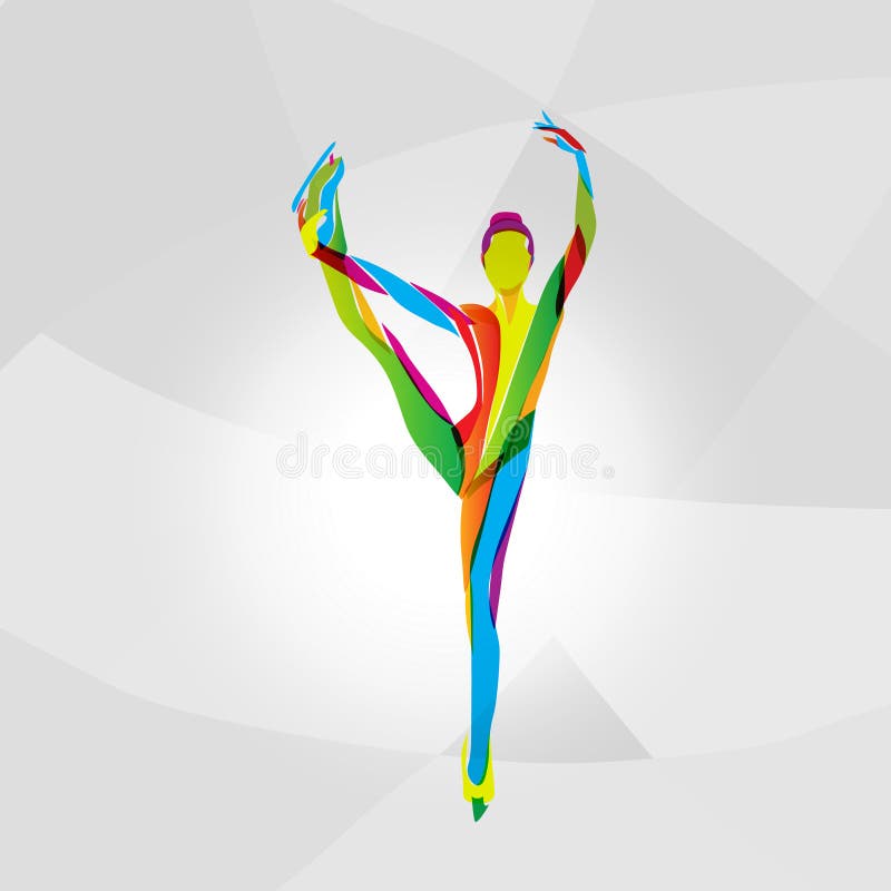 Creative silhouette of ice skating girl. Ice show, rainbow colors vector illustration. Creative silhouette of ice skating girl. Ice show, rainbow colors vector illustration