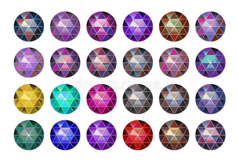 Veelkleurige gemsteen, ronde diamanten op wit Veelhoekige vectorbal Veelkleurige gradiënt stock illustratie Veelkleurige gemsteen, ronde diamanten op wit Veelhoekige vectorbal Veelkleurige gradiënt stock illustratie