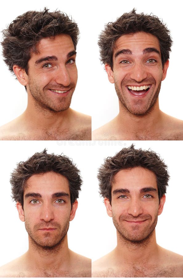 Young man with multiple face expressions. Young man with multiple face expressions