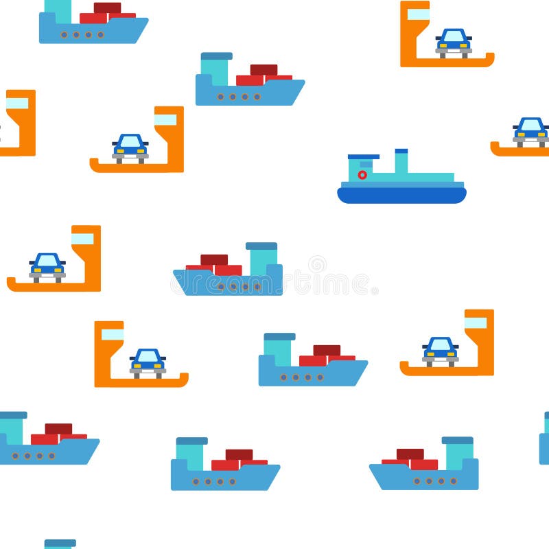 Veerboot, Schip en Schip Vector Naadloos Patroon royalty-vrije illustratie Veerboot, Schip en Schip Vector Naadloos Patroon royalty-vrije illustratie