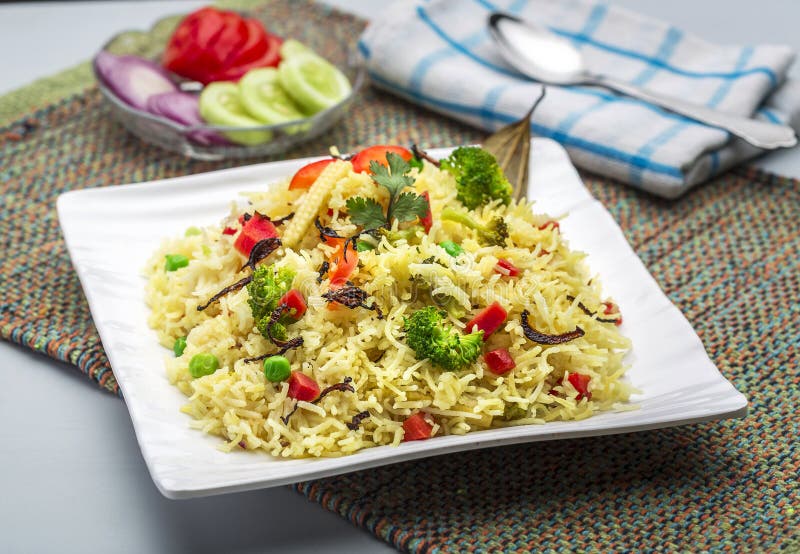 Veg Biryani Or Veg Pulav Or Cooked Rice Stock Photo Image of dinner