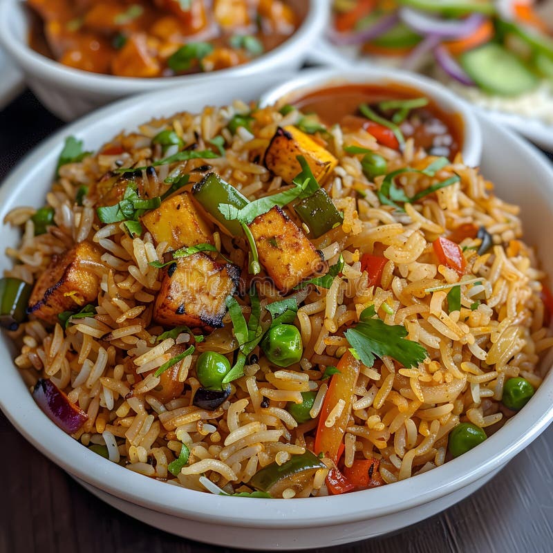 Veg Fried Rice with Grilled Panner Gravy, Combo Dish, North Indian
