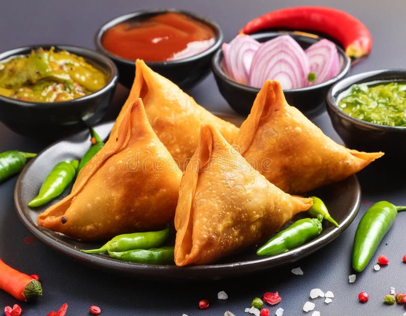 Veg Samosa: Classic Indian Snack Stock Illustration - Illustration of