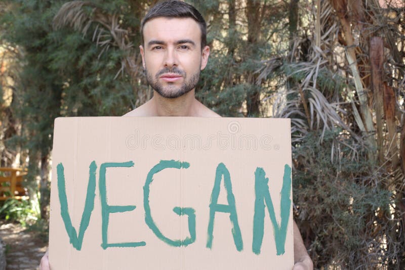 Vegan Activist Holding a Sign Stock Photo Image of modern, meatless