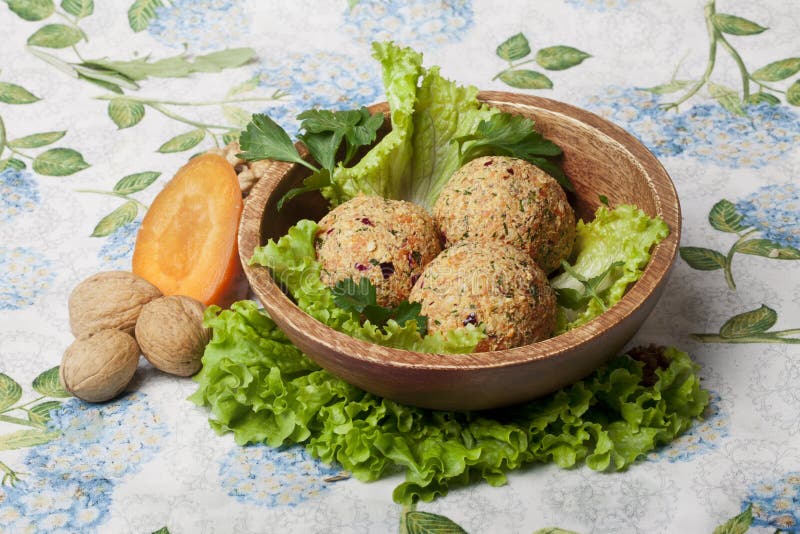 Vegan balls of vegetables with greens royalty free stock photo Vegan balls of vegetables with greens royalty free stock photo