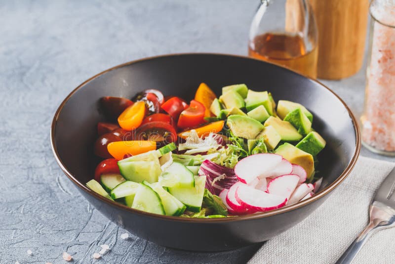 Vegan Buddha Bowl. Healthy Vegetarian Salad with Cherry Tomatoes ...