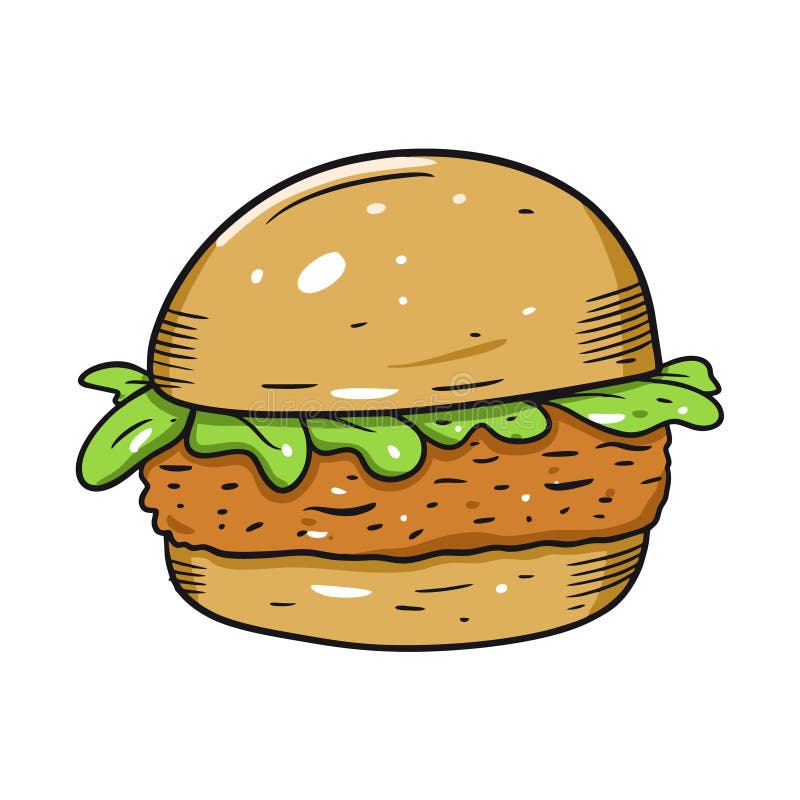 Vegan Burger. Colorful Vector Illustration in Cartoon Style. Isolated on Soft Green Background Stock Vector - Illustration of handmade, fresh: 181131296 Vegan Burger. Colorful Vector Illustration in Cartoon Style. Isolated on Soft Green Background Stock Vector - Illustration of handmade, fresh: 181131296