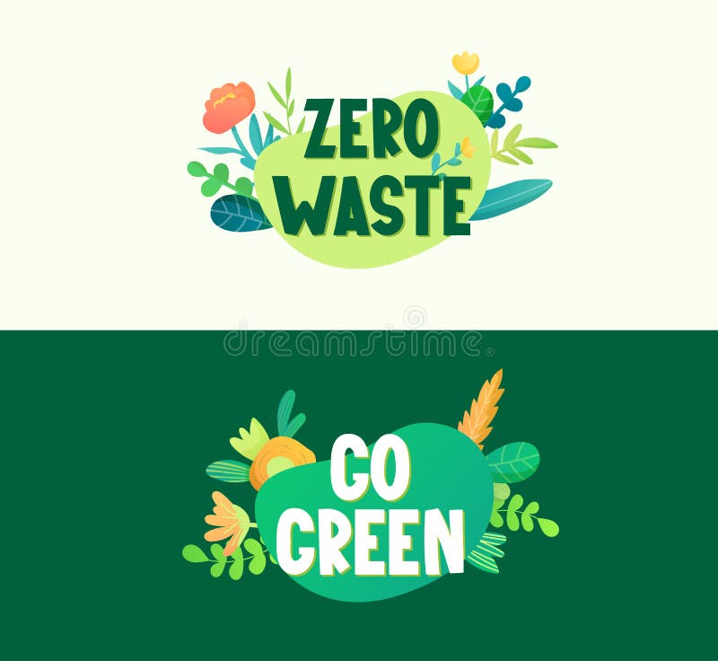 Vegan Ecofriendly Lifestyle Text Labels. Stock Vector Illustration