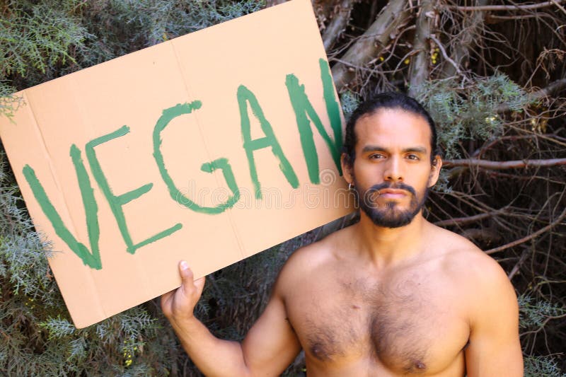 Vegan Man Promoting His Healthy Choice Stock Photo Image of life
