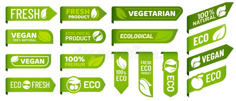 Vegan mark labels. Fresh vegetarian products, eco organic food and recommended healthy product sticker badges vector set royalty free illustration Vegan mark labels. Fresh vegetarian products, eco organic food and recommended healthy product sticker badges vector set royalty free illustration