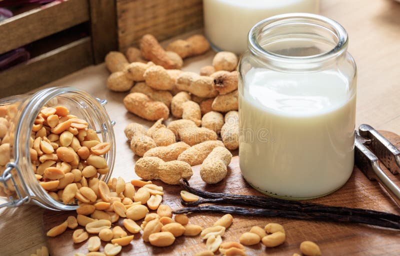 Vegan milk from peanuts stock photo. Image of ingredient 76095724