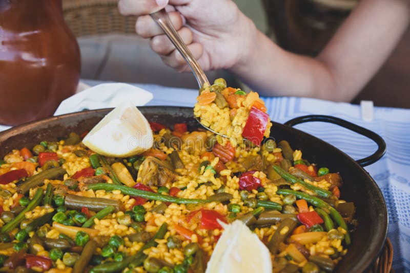 Vegan Paella with Rice and Some Vegetables Stock Photo Image of