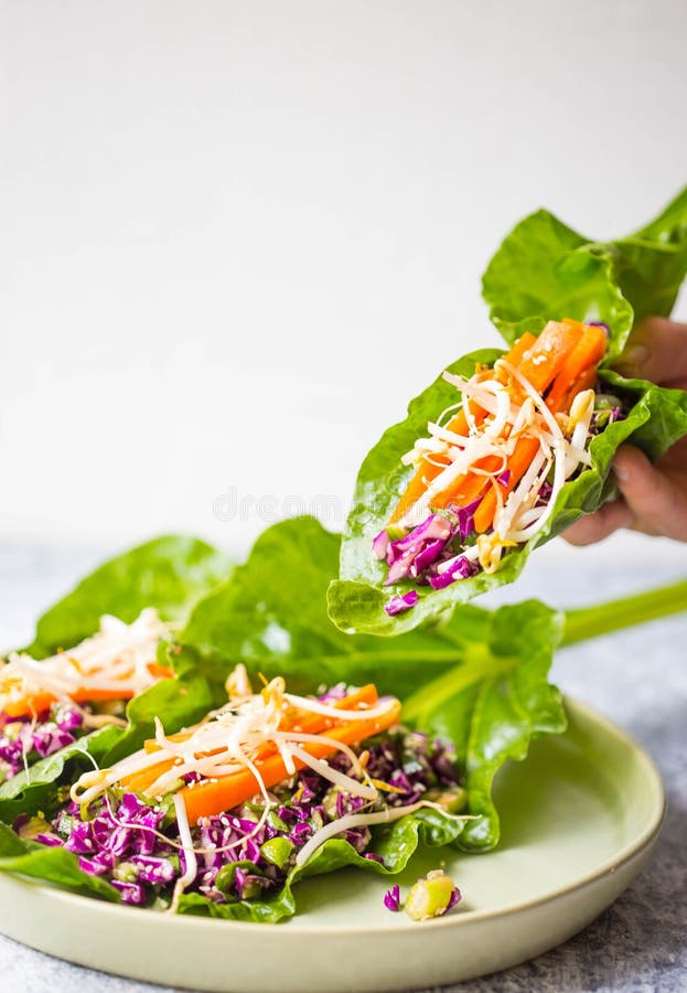 Vegan Salad In Leaf With Vegetables Stock Image - Image of detox ...