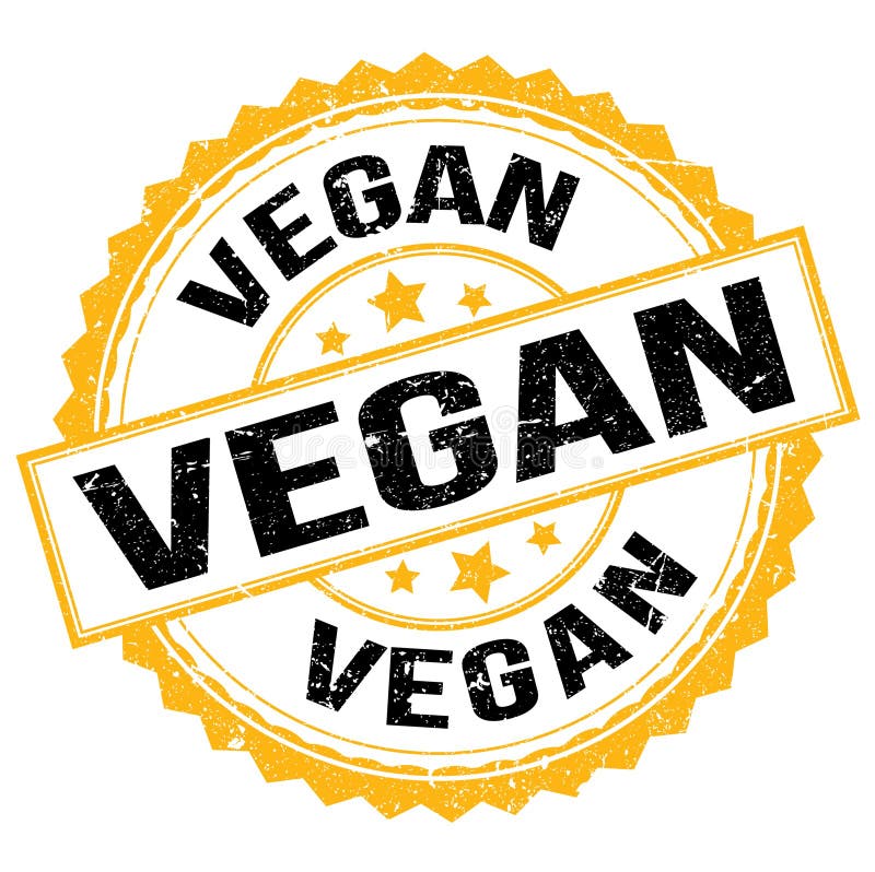 VEGAN Text on Yellowblack Round Stamp Sign Stock Illustration