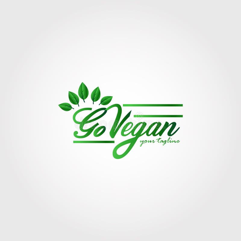 Vegan Vector Logo Design Template Inspiration Stock Vector