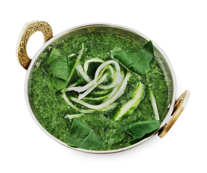 Vegan and Vegetarian Indian Cuisine Dish, Green Spinach Soup Stock