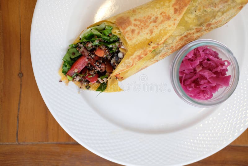 Vegan Wrap with Quinoa, Black Bean, Mango, Cashew Nut, Bell Pepper Stock Image Image of cashew