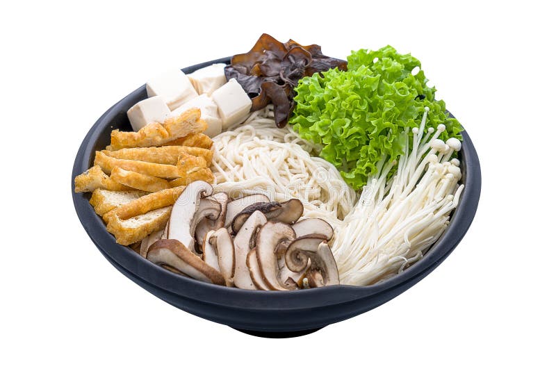 Vegetable Broth Ramen Served in Dish Isolated on Plain White Background