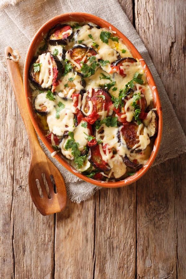 Vegetable Casserole from Eggplants with Tomatoes and Mozzarella Stock