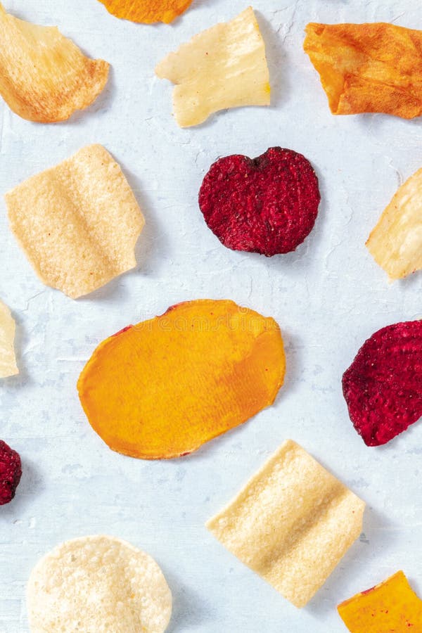 Vegetable Chips Organic Pattern, Overhead Shot Stock Photo Image of vegan, overhead 213605226