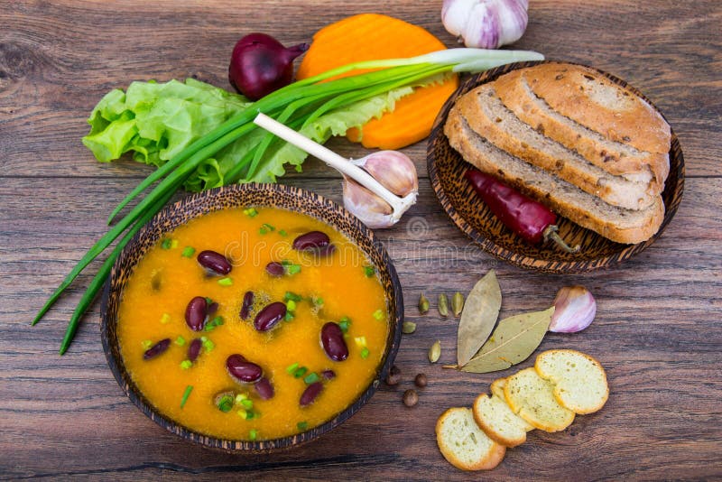 Vegetable Cream Soup with Red Beans Stock Image Image of healthy