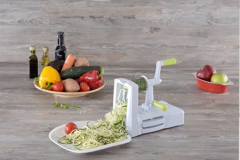 Vegetable Cutter Slicing Zucchini Stock Image Image of chopper, dish
