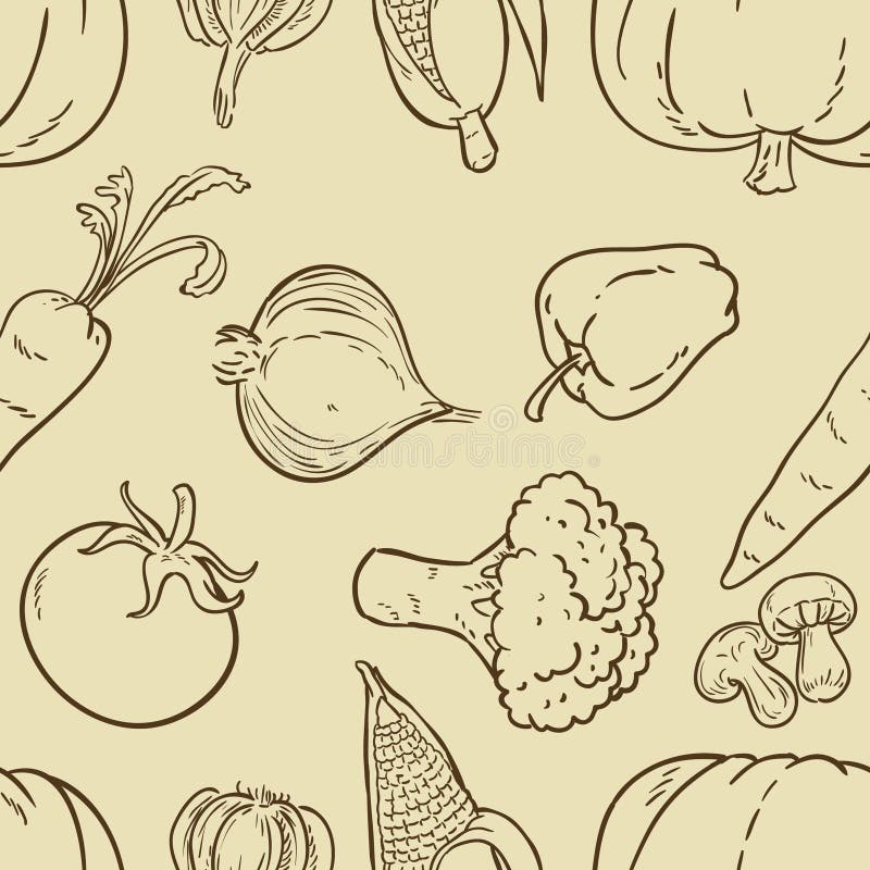 Vegetable doodle pattern stock vector. Illustration of healthy 58452678