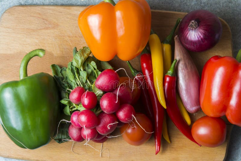 Vegetable Mix on the Kitchen Board. Vegetarian Food Stock Image Image