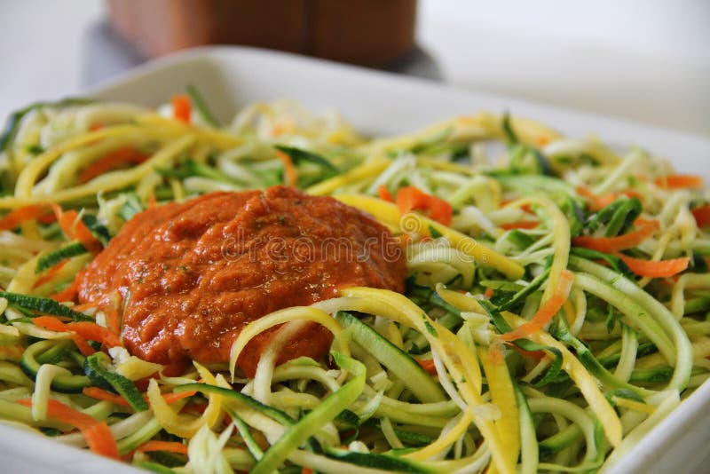Vegetable Noodles with Marinara Sauce Stock Photo Image of basil, nutrition 54754488