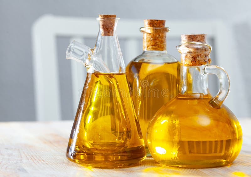 Vegetable Oil on Wooden Table Stock Photo Image of ingredient