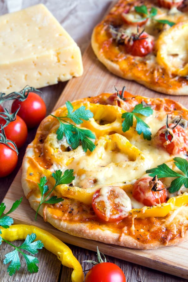 Vegetable Pizza and Ingredients Stock Photo Image of appetizer