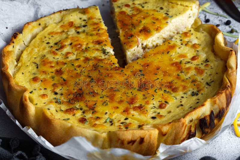 Vegetable Quiche, Tomato, Eggs and Cheese. Stock Photo Image of