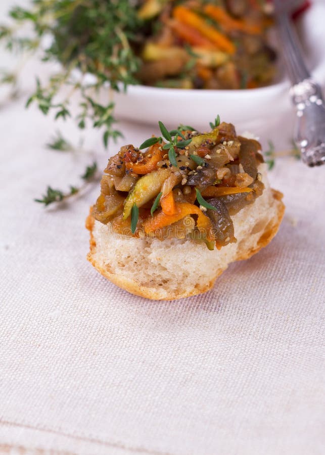 Vegetable Ragout of Eggplant, Zucchini and Carrots Stock Photo Image
