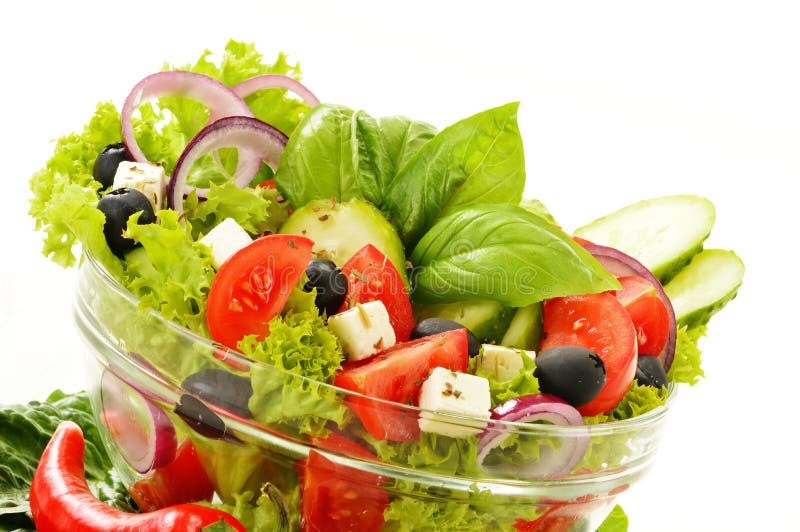 Vegetable Salad Bowl Isolated on White Stock Photo Image of grocery