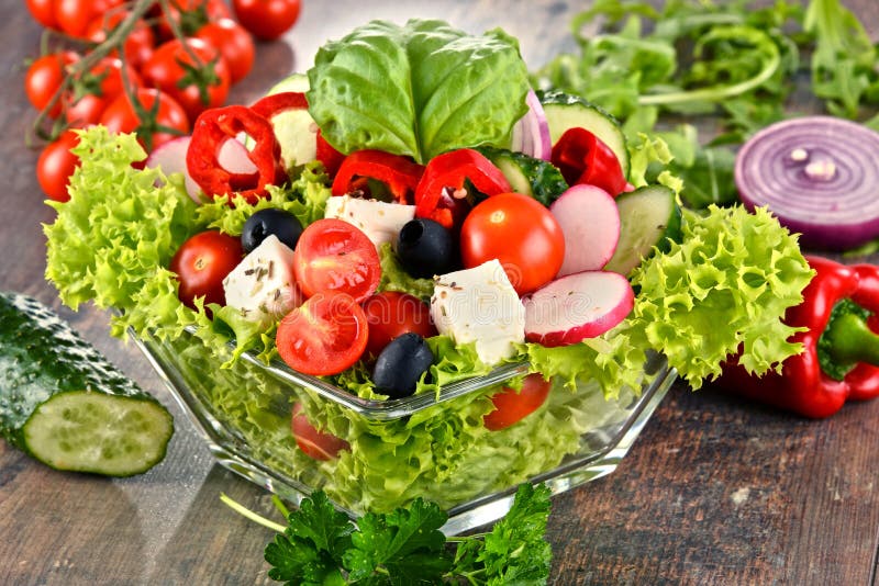 Vegetable Salad Bowl on Kitchen Table. Balanced Diet Stock Photo Image of balanced, table