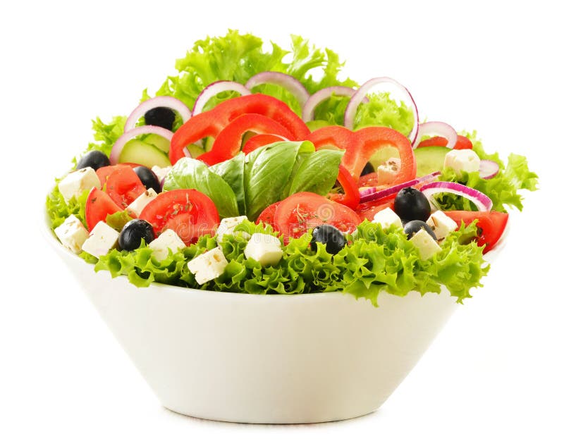 Vegetable Salad Bowl on White Stock Image Image of lemon, assorted