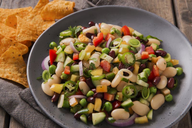 Vegetable Salad Cucumber Tomato Beans Onion Pepper Stock Photo Image of lunch, vegetable