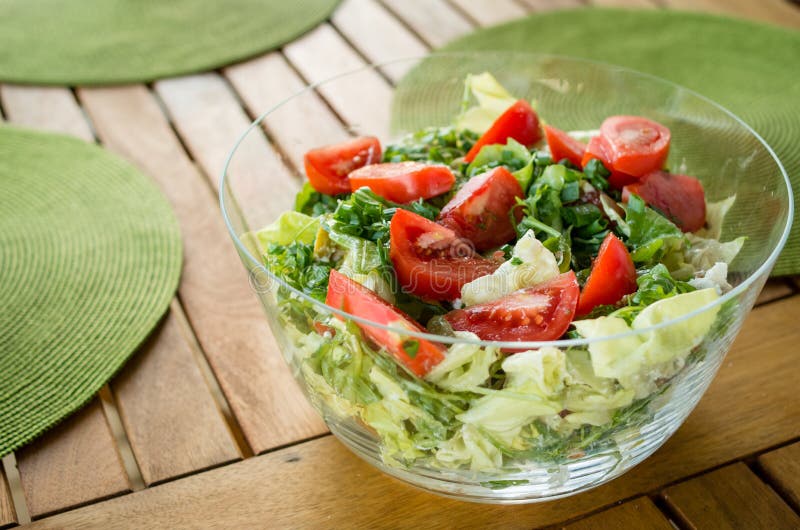 Vegetable Salad in the Glass Bowl on the Wooden Table Stock Photo Image of culture, cuisine