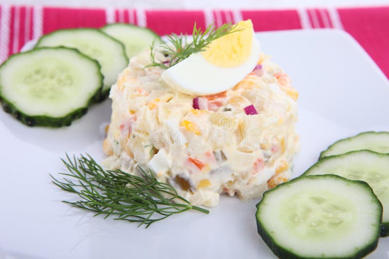 Vegetable Salad with Mayonnaise Stock Photo Image of decoration