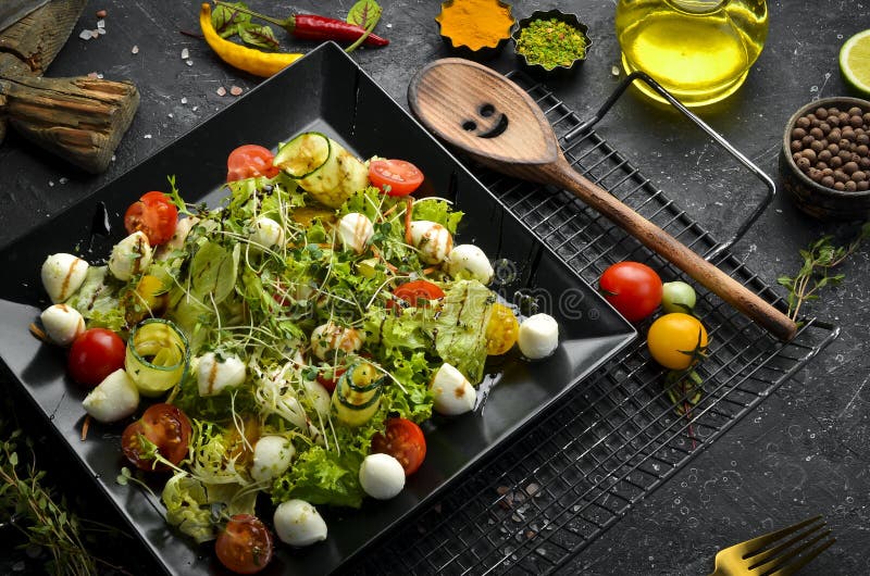 Vegetable Salad with Mozzarella Cheese. Stock Image Image of cuisine
