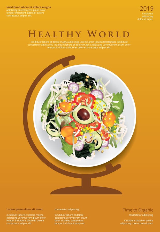 Vegetable Salad Organic Food Poster Design Template Stock Vector