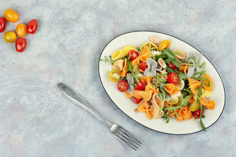 Vegetable salad with pasta stock photo. Image of mediterranean - 307371266
